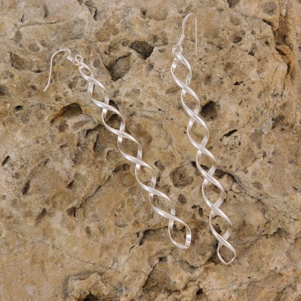 Infinity Spiral Drop Earrings 925 Silver